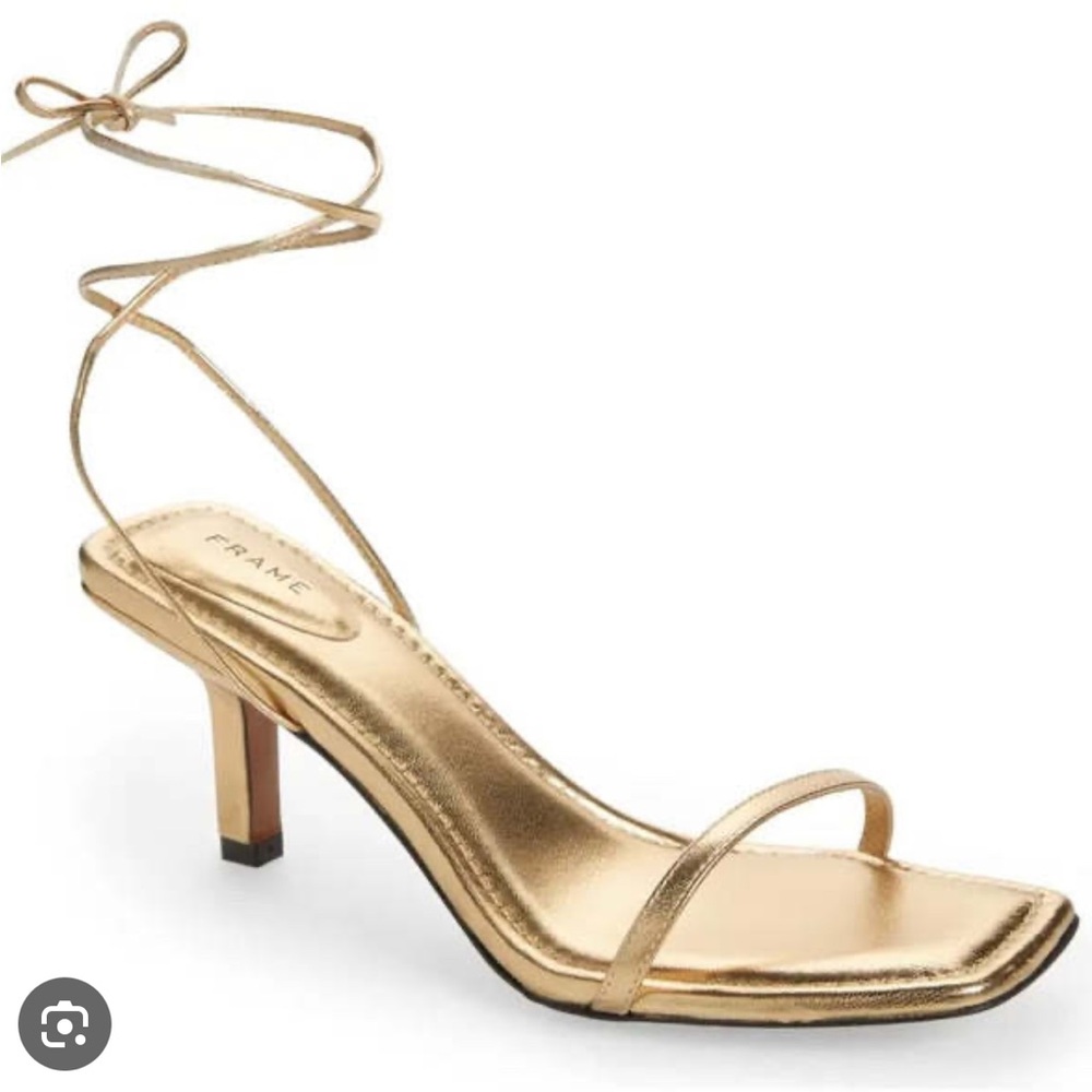FRAME Denim Le Ozzie Heeled Lace Up Sandal - Gold